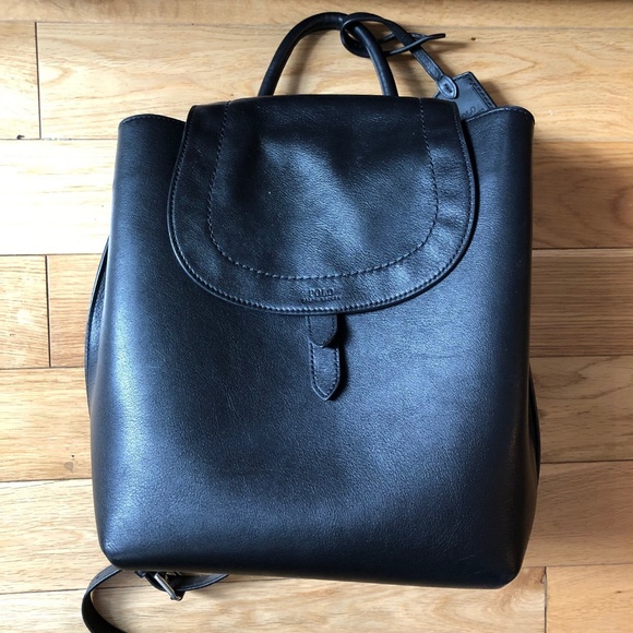 Polo Ralph Lauren Handbags - Polo Ralph Lauren Small Black Leather Backpack